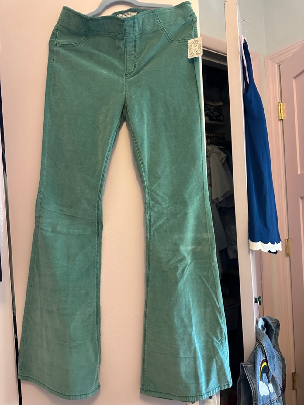 Free People Emerald Green Corduroy Flare Pants